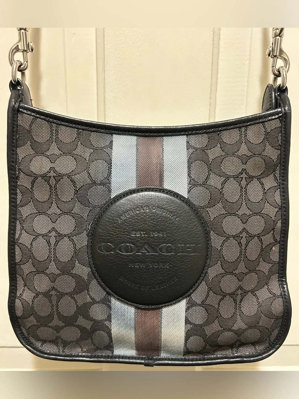Coach Dempsey File Bag CA195 Signature Jacquard Stripe Crossbody